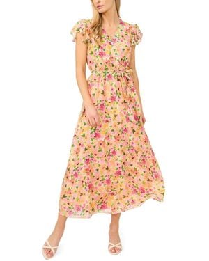 Cece V-neck Wrap-front Maxi Dress - Multicolor