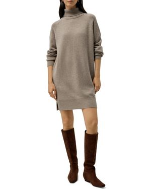 LILYSILK Wool-cashmere Turtleneck Sweater Dress - Natural