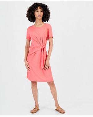Style & Co. Petite Tie-waist T-shirt Dress - Red
