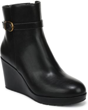Giani Bernini Faux Leather Wedge Ankle Booties - Black