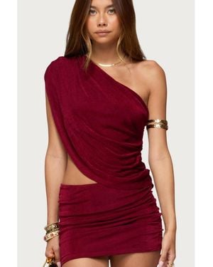 Edikted Fiora One Shoulder Cutout Mini Dress - Red