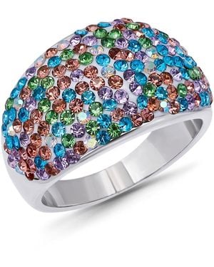 Macy's Pave Crystal Fine Silver-plated Over Brass Pink - Blue