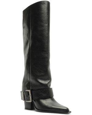 SCHUTZ SHOES Parker Up Buckle Tall Dress Boots - Black