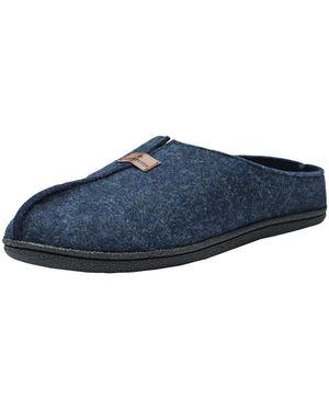 Alpine Swiss Felt Faux Wool Clog Slippers Comfortable Cushion House Shoes - Blue