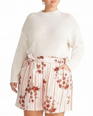 UNIVERSAL STANDARD Plus Size Positano Pointelle Long-sleeve Sweater - White
