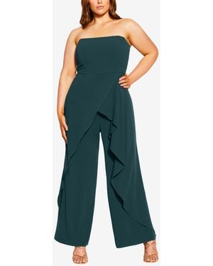 City Chic Plus Size Attract Jumpsuit - Green