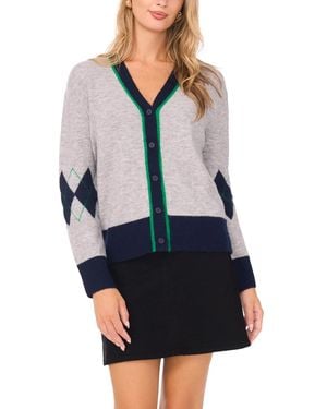 Vince Camuto Elbow Argyle Long-sleeve Sweater - Gray