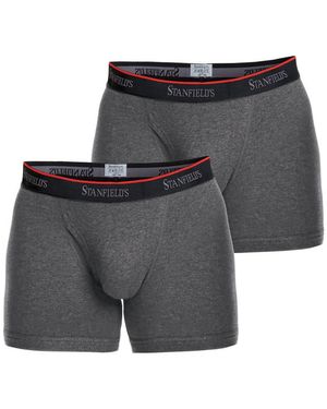 Stanfield's Cotton Stretch 2 Pack Boxer Brief Underwear - Gray