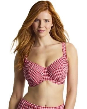 Panache Gingham Olivia Underwire Balcony Swim Bra - Red