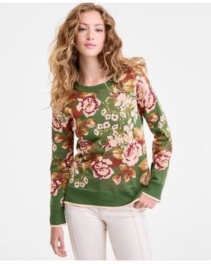 Liverpool Los Angeles Printed Crewneck Long-sleeve Sweater - Green