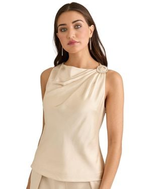 Muse Asymmetric Neck Tank Top - Natural