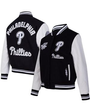 Pro Standard Philadelphia Phillies Rib Wool Full-zip Varsity Jacket - Black