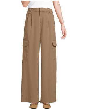 Lands' End Soft Polish Cargo High Rise Wide Leg Pants - Natural