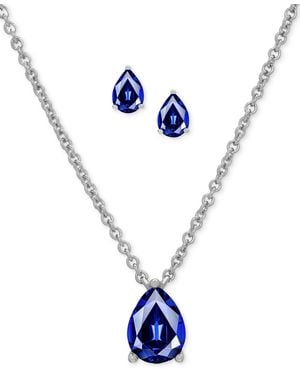 Macy's 2-pc. Set Pear Pendant Necklace & Matching Stud Earrings (1-3/8 Ct. T.w. - Blue