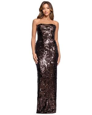 Betsy & Adam Tyler Strapless Sequin Long Gown - Brown