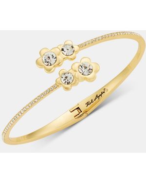 KARL LAGERFELD Gold-tone Pave Flower Bypass Cuff Bracelet - Metallic
