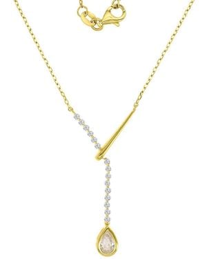 Macy's 14k Gold Over Sterling Silver Cubic Zirconia Pear Y Necklace - Metallic