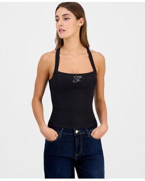 Guess Shaneen Logo Square-neck Halter Top - Black