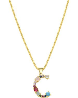 Adornia 14k Gold-plated Multi Color Stone Initial Necklace - Metallic