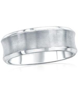 Metallo Stainless Steel Brushed Polished Curved Ring - White