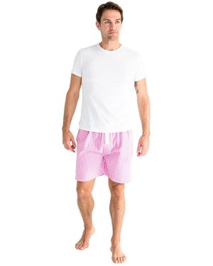 Sant And Abel Men S Organic Cotton Poplin Pajama Sleep Shorts - Pink