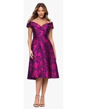 Xscape Off The Shoulder Neck Midi Dress - Purple