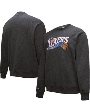 Mitchell & Ness Philadelphia 76ers Hardwood Classics Out Collection Snow Washed Pullover Sweatshirt - Black