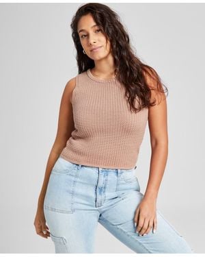 And Now This Cotton Textured Sleeveless Sweater - Blue