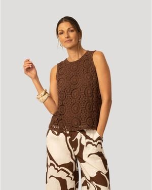 Cable & Gauge Cable And Gauge Crochet Knit Tank - Brown