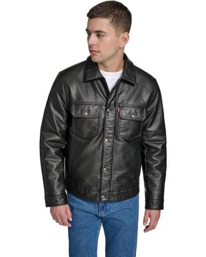 Levi's Faux Leather Trucker Jacket - Black