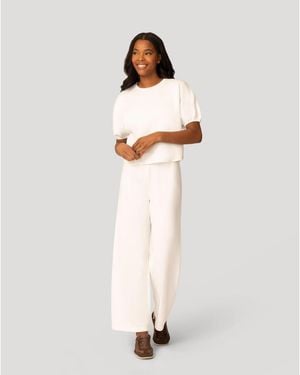 Cable & Gauge Cable And Gauge Balloon Sleeve Top And Wide Leg Pant Set - White