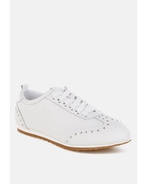 Rag & Co Odaya Studded Real Soft Leather Sneakers - White