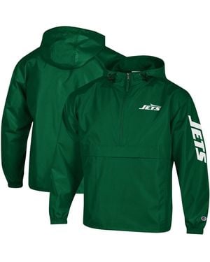 Champion New York Jets Packable Windbreaker Half-zip Jacket - Green
