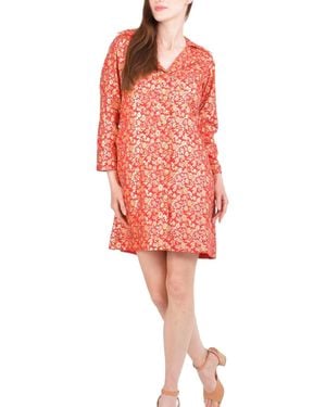 Ras Clara Silk Jacquard Blazer Dress - Red