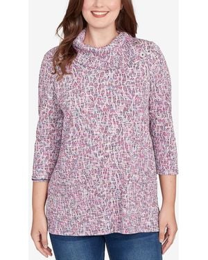 Ruby Rd. Petite Patch Pocket Spacedye Top - Red