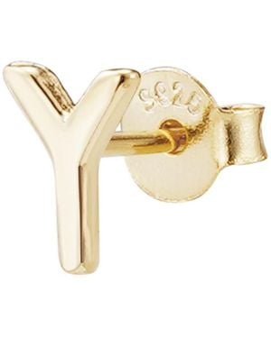 Adornia Fine 14k Gold Vermeil .925 Sterling Silver Single Initial Stud Earring - Metallic