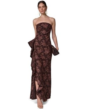 Donna Karan Strapless Floral-jacquard Gown - Brown