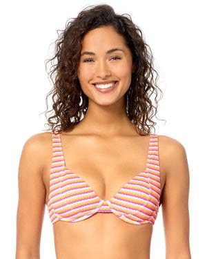 Raisins Full Moon Stripe Swim Bikini Top - Orange