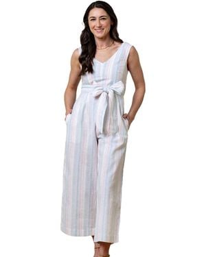 Hope & Henry ' Woven Sleeveless Tie-waist Jumpsuit - Blue