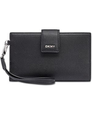 DKNY Boxed Lilah Snap Closure Flap Mini Wallet - Black