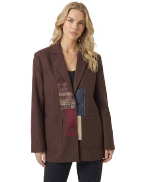 Modenaire Patchwork Detail Notched-lapel Blazer - Brown
