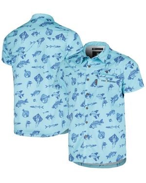 Flomotion The Players Fishing Tri-blend Button-up Shirt - Blue