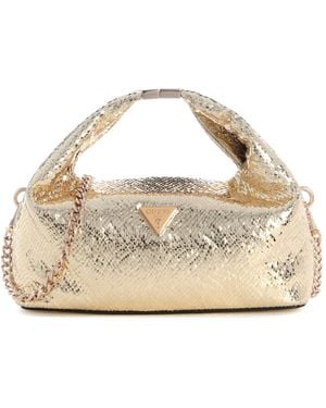 Guess Jewels Small Top Handle Embellished Pouch - Metallic