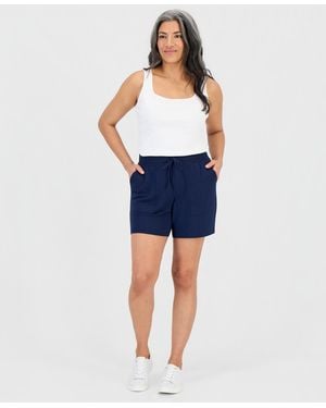 Style & Co. Petite Luxlounge French Terry Knit Pull-on Shorts - Blue