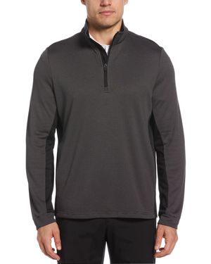 PGA TOUR Micro Jacquard Quarter-zip Pullover Sweater - Gray