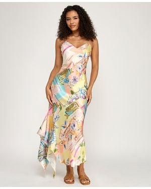 Katia Rae V-neck Patchwork Midi Dress - Multicolor