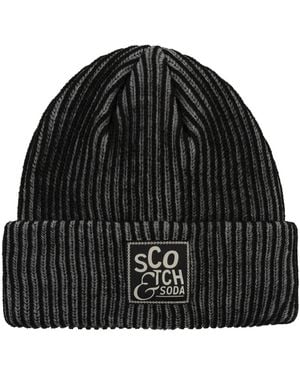 Scotch & Soda Two-tone Double Cuff Knit Beanie - Black