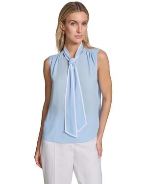 Calvin Klein Sleeveless Pleated Top - Blue