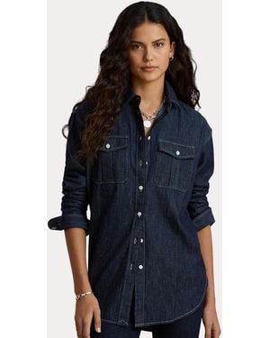 Ralph Lauren Long-sleeve Point Collar Denim Shirt - Blue