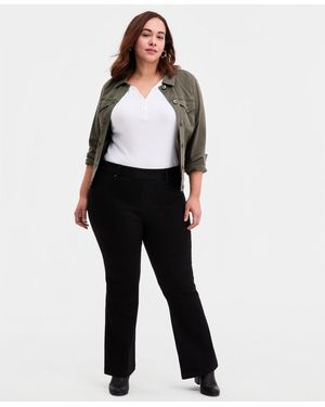 Style & Co. Plus Size Pull-on Shaping High-rise Bootcut Jeans - Black